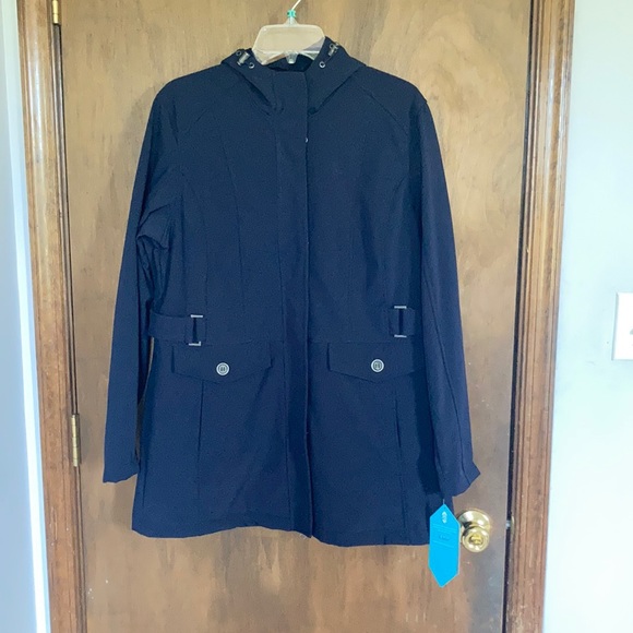 Relist12/9 Free Country soft shell coat w hood faux fur lining water resistant L - Picture 3 of 17